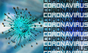 coronavirus scritta azzurra