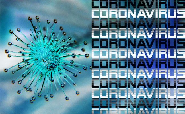 coronavirus scritta azzurra